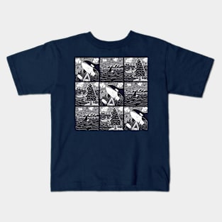 Orca Encounter 2- Digital Block Print Kids T-Shirt